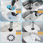 Toilet Plungers for Bathroom, Air Toilet Plunger Drain Blaster with Real-Time Barometer, High Pressure Toilet Plunger Heavy Duty for Bathroom,Kitchen Sink,Floor Drain,Toilet Clogged