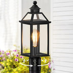 18.5" Motion Sensor Outdoor Post Lights, 360° Detection Lamp Pole Light Fixture 4 Lighting Modes, Large Waterproof Aluminum Outside Exterior Lantern for Garden, Porch, Pathway, (Black)