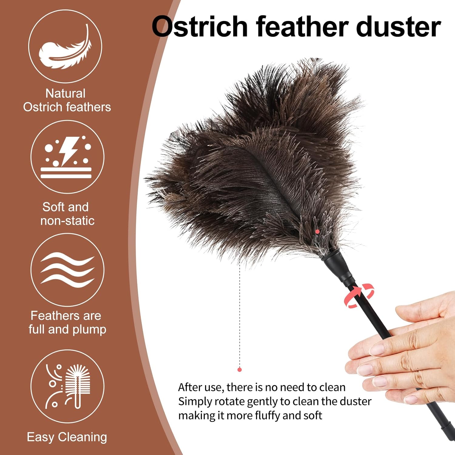 Ostrich Feather Duster-14.9 Inch Mini Natural Feathers Dusters with Plastic Handle Reusable Handheld for Cleaning Supplies Home Car Office(4pcs)