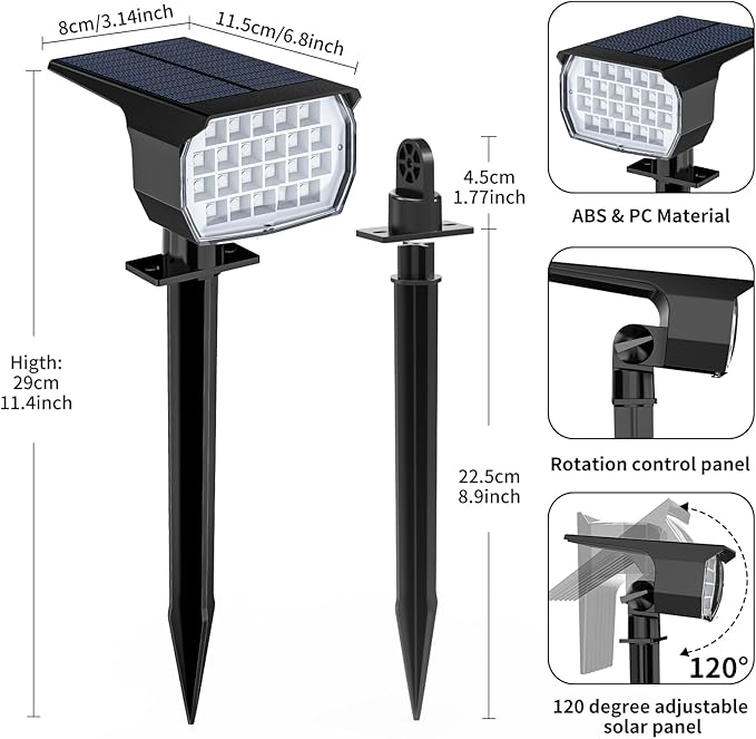 Solar Spot Lights Outdoor Color Changing, [7 Mode/12 Pack] Christmas Landscape Spotlights, Solar Light Outdoor Waterproof, Led Powered Flood Light for Outside Pathway Yard Garden Tree Halloween