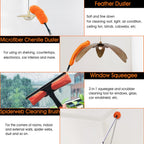 Buyplus 26FT Reach Dusting Kit, Long Duster with 5-20FT Extension Pole for High Ceilings, Cobweb Duster, Microfiber Duster, Window Squeegee, Extendable Duster Cleaning Kit