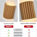 Gold Gypsum Modern LED Wall Sconces Wall Lighting Set of 2, Indoor Hardwired Walls Mount Light Fixtures Up Down Lamp for Hallway Bedroom Living Room Dining Room【Bulbs Included】