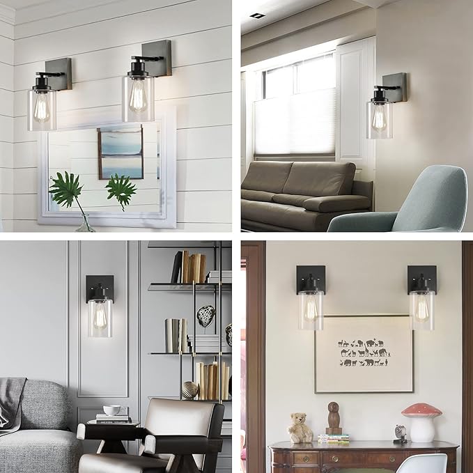 Plug in Wall Sconces, 2 Pack Wall Lamp, Rustic Plug in Wall Light Sconces, Sconces Wall Lighting, E26 Modern Wall Light Fixtures