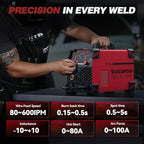 ARCCAPTAIN MIG Welder 200A, Upgraded 6 IN 1 Welding Machine 110V/220V Flux Core MIG/Gas MIG/Lift TIG/Stick Welding/Spool Gun MIG/Spot Multiprocess Welder with Synergy, Burn Back Adjustment, Inductance