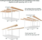 SunsGrove 4x8 Overhead Garage Storage Rack Organization, Adjustable Ceiling Mounted Storage Racks, 800LBS Weight Capacity, 22"-40" Ceiling Dropdown, White