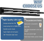 Tipace 5 Lights Black Bathroom Light Fixtures Modern LED Bathroom Vanity Lights Over Mirror 40.5 inch White Light 360°Rotatable