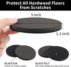 Ezprotekt 5" Round Felt Furniture Movers Sliders for Hardwood Floors, 8 Pcs Reusable Felt Furniture Moving Pads for Heavy Duty Bed Sofa Fridge Couch, Move Item Easily and Quickly (Black)