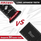 20 Pcs Extra Long Titanium Oscillating Tool Blades & Japanese Teeth, Curved Edge Multitool Blades for Metal, Wood, Plastic, Oscillating Saw Blades Compatible with Dewalt Bosch Milwaukee Ryobi