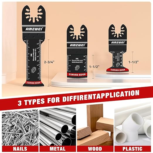 30 Pcs Bi-Metal Oscillating Saw Blades, Professional Curved Edge Multitool Blades for Wood with Nails, Metal, Wood, Oscillating Tool Blades Compatible with Dewalt Milwaukee Bosch Ryobi