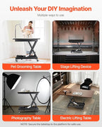 VEVOR Electric Lift Table, 330 lbs Capacity Single Scissor Lift Table, 8-28 in Height Adjustable Lifting Platform, Coffee Table Lift with 4 Wheels, for Material Handling and Transportation, Black