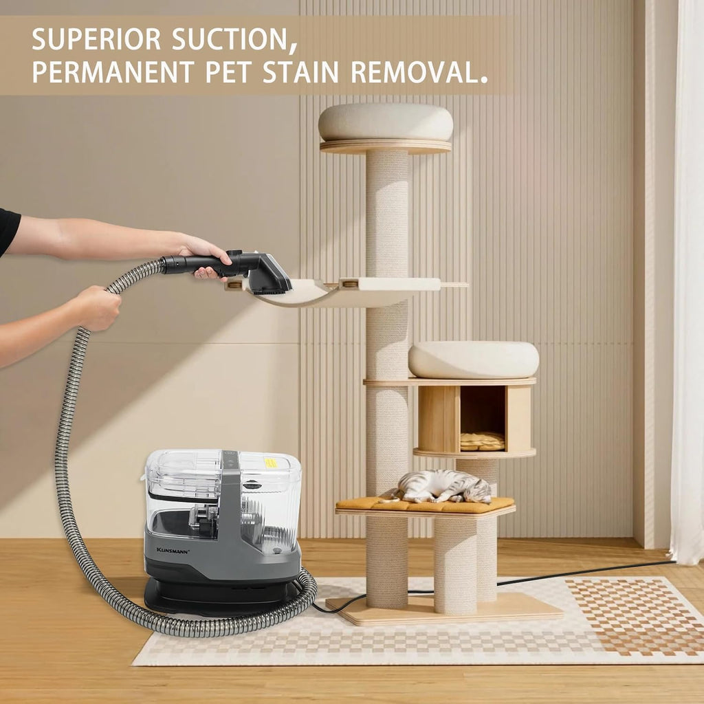 Couch & Upholstery Cleaner Machine, 17KPa Deep Cleaning Portable Carpet Spot Cleaner Machine, Car Shampooer for Sofa, Furniture, Pet & Auto Detailing, Includes Dual Brush Heads & Self-Cleaning System