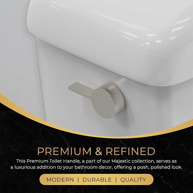 RAVINE Premium Modern Luxury Universal Toilet Handle Replacement, Majestic Collection. Toilet Lever Replacement, Easy Install (Nickel, Side Mount)