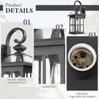 Darkaway Large Outdoor Wall Lights, 22inch Exterior Light Fixture with Seeded Glass, Aluminum Anti-Rust Outside Exterior Lights Sconces Lighting for House Porch Yard Hallway Doorway Garage