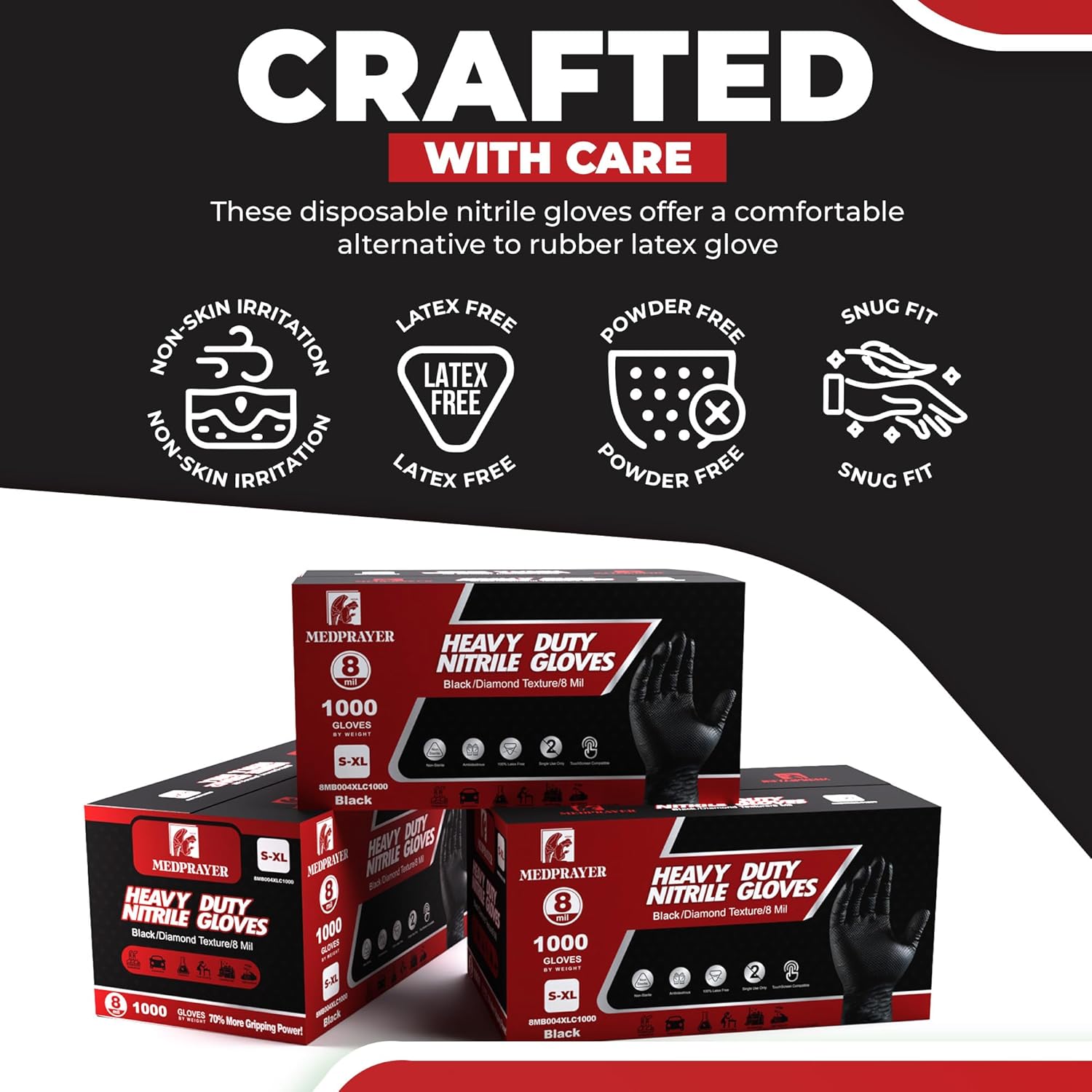 Industrial Nitrile Gloves – Heavy Duty Latex & Powder Free Disposable Gloves with Diamond Texture