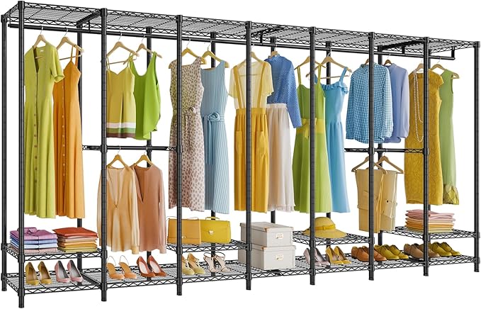 VIPEK V70 Extra Large Clothes Rack Heavy Duty Garment Rack, Freestanding Wardrobe Metal Closet for Hanging Clothes, Bedroom Organizer and Storage, Max Load 1670lbs, Black