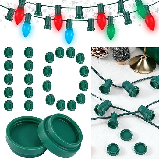 110PCS Christmas Light Socket Safety Cap Plugs for C9 and C7 Bulbs,Double Sided Stringers Light Bulb Socket Cover,Waterproof Bulb Caps for Covering Unused C7 and C9 Christmas String Lights Sockets