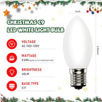25 Pack C9 Christmas White LED Light Bulb,Vintage Warm White Plastic C9 Replacement Bulbs Shatterproof C9/E17 Intermediate Base 0.6 Watt Great for Night Lights Christmas Outdoor String Lights