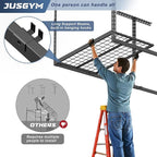 3X8FT Overhead Garage Storage Rack, 22"-48" Height Adjustable Garage Ceiling Storage Racks, Heavy Duty Metal Garage Storage Organizer System, 750LBS Weight Capacity