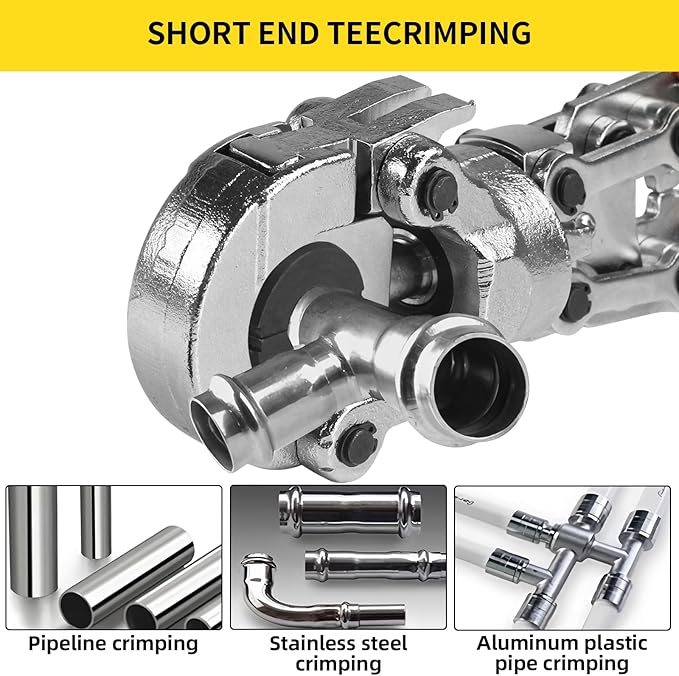 Hydraulic Copper Tube Crimping Tool with 3/5“ 3/4” 1“ 5/4” Inch Jaws, Copper Tube Fittings Hydraulic Pipe Crimping Tool for Pro Press, Copper Pipe Fittings.