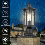Darkaway Outdoor Post Lights Lamp Posts Outdoor Lighting, Waterproof Aluminum Post Lights Outdoor Light Fixtures with Glass, Light Posts for Outside Patio Yard (1 Pack, Black)