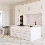 10 Pack 10 Inch(254mm) Hole Center Modern Matte White Cabinet Pull Handle Timeless Vanity Drawer Pull Handle Classic Cabinet Hardware for Kitchen Dresser Bathroom, Screws Included, M-White(10x10)