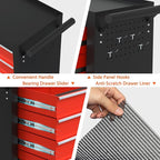 5-Drawer Rolling Tool Chest, Tool Box with 4 Wheels and Drawers, High Capacity Detachable Mobile Tool Storage Cabinet for Garage, Workshop, Mechanics and Repair Room (Black&Red)