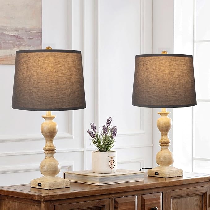 Lamp Shades Set of 2 - Drum Lampshades 11.4" x 12.9" x 9.8" Inches, Fabric Medium Replacement Lampshades for Table Lamp, Floor Lamp, Assembly Required, Spider,Linen