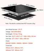 VEVOR LT4-77 Built in Electric Ceramic 23.2 x 20.5 inch Stove Top, 240V Glass Radiant Cooktop with Touch Control, Timer & Child Lock, 9 Power Levels for Simmer Steam Slow Cook Fry, 24IN 4-Burners