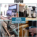 Indoor Outdoor Extension Cord 10 FT Waterproof, 16/3 Gauge Heavy Duty Black Extension Cords, 13A 1625W SJTW Extension Cord with 3 Prong Grounded Plug, Great for Tools, Lights, UL Listed.