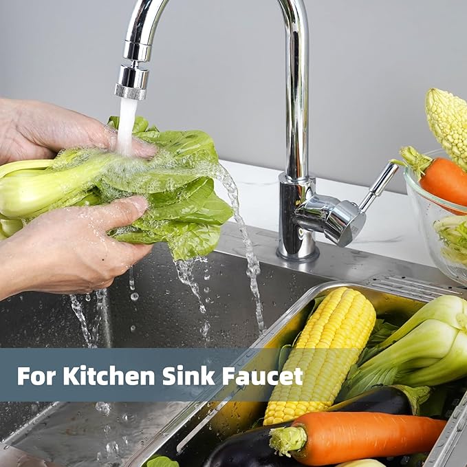 Hibbent Dual Water Flow Kitchen Sink Sprayer - 360-Degree Swivel Bathroom Faucet Aerator - Easy to Control Water Sprayer by One Hand - 2.5 GPM - 55/64 Inch - 27UNS Female Thread - Chrome