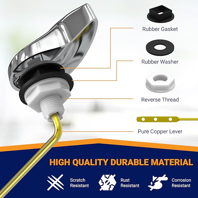 Toilet Handle Replacement (Chrome Polished, Front Mount)