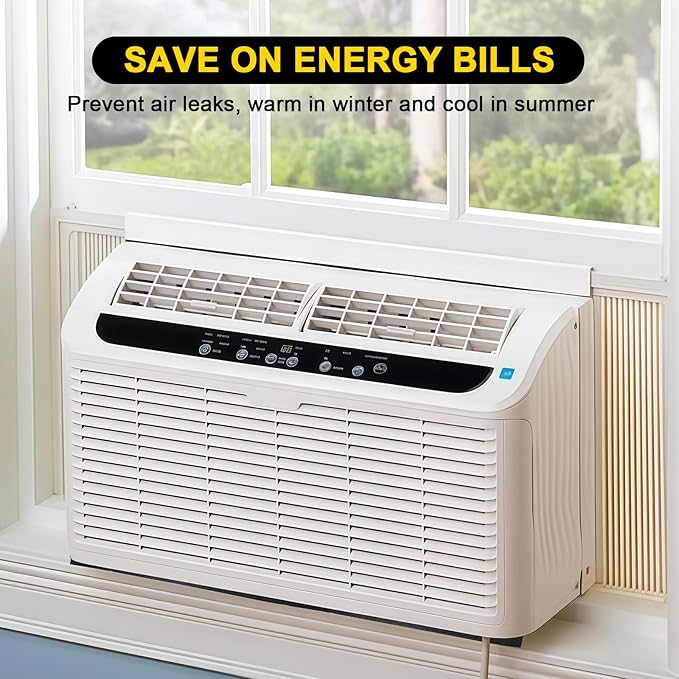 Air Conditioner Window Seal 1 Inch X 1 Inch, Open Cell Thick AC Weather Stripping High Resilience Foam Sealing Tape Adhesive AC Window Seal Kit (Total 13Ft)