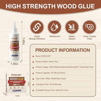 Wood Glue, 8.45fl.oz Super Strong Adhesion Wood Glue for Furniture Heavy Duty, Clear After Drying, Waterproof, for Woodworking, Crafts, Repair, Furniture Assembly (3 Pack)