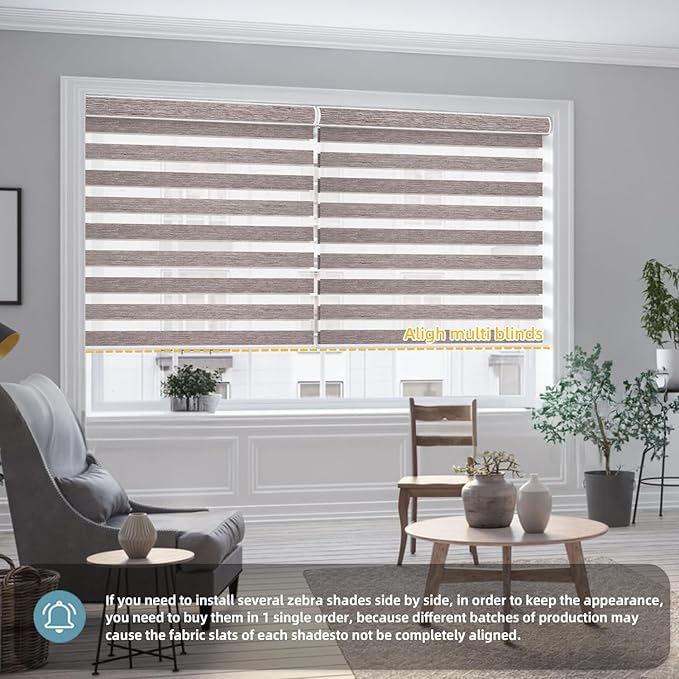 SmartWings Motorized Zebra Shades Work with HomeKit, Alexa, Google Home, 60% Blackout Light Filtering Day Night Sheer Blinds, Privacy Light Control, for Home/Office, Customized, Mix