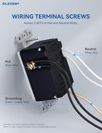 ELEGRP USB Outlets Receptacles, 3-Port Wall Outlet, 30W 6.0A Electrical Outlet, 15 Amp Tamper-Resistant Outlet with Type C Ports, UL Listed, Screwless Wall Plate Included, 6 Pack, Matte White