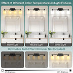 Ascher Bathroom Light Fixtures, 4-Light Vanity Light Over Mirror, Matte Black Wall Sconces with Milky White Frosted Glass Shades, Wall Lamp for Living Room Bedroom, E26 Base(Bulbs Not Included)