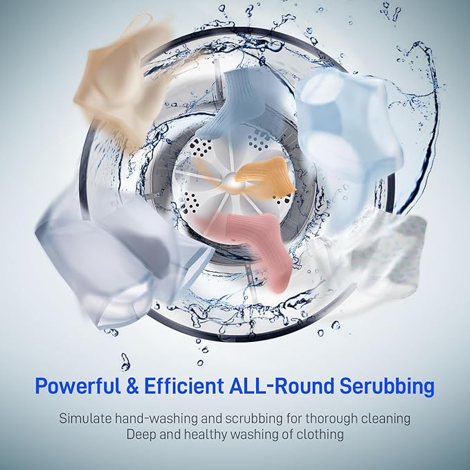 Portable Mini Washing Machine | Compact Deep Cleans Underwear, Baby Clothes, Small Laundry | Lightweight for Apartment, Dorm, Hotel, Travel & Camping | Quiet Energy-Efficient (MR201-US-White)