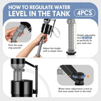 Lasnten 4 Pieces Toilet Fill Valve Toilet Tank Replacement Kit Valve Replacement Kit for Tank and Bowl Water Control