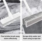 BOOMJOY 2 Pack Floor Scrub Brush with Long Handle, 2 in 1 Scrape and Brush, for Cleaning Deck, Tile, Grout, Kitchen, Patio, Garages