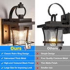 Outdoor Wall Sconces Light Fixtures Exterior Wall Lantern Outside House Lamps Waterproof Black Metal with Clear Seeded Glass, Perfect for Exterior Porch Patio House