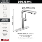 Delta Daneri Chrome Kitchen Faucet with Pull-Out Sprayer, Modern Single Hole Kitchen Sink Faucet, Single Handle, Chrome 16879-DST