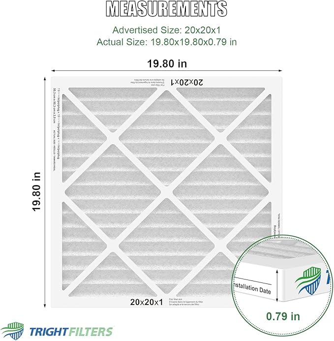 20x20x1 Air Filter 4 Pack, MERV 8 Pleated Dust Defense Air Filters Replacement Air Conditioner HVAC AC Furnace Filter, Durable and Lightweight
