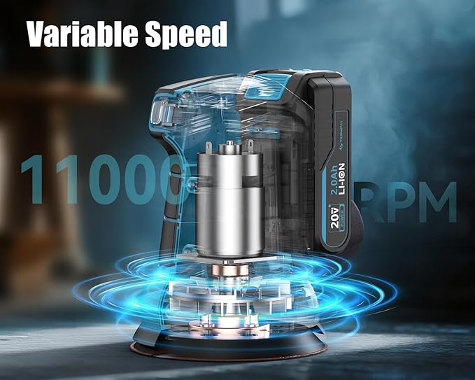 Tilswall 20V Cordless Orbital Sander, 5" Electric Palm Hand Sander Tool with Vacuum Dust Collector, Random Orbit Power Sander for Woodworking, Furniture, Deck Sanding (Battery and Charger Included)