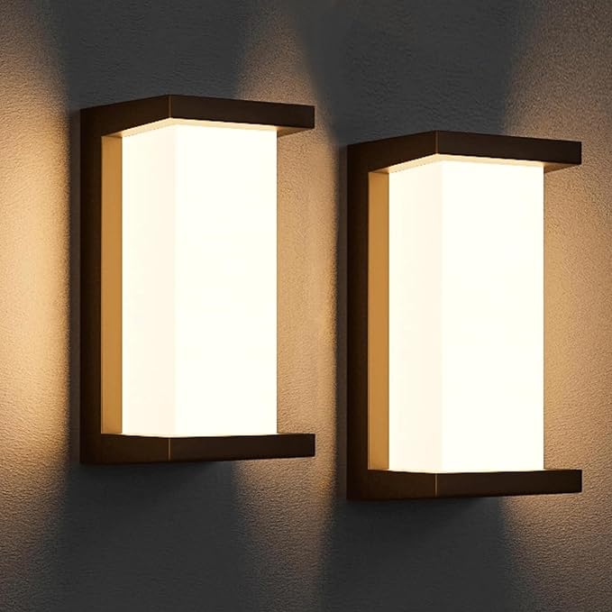 Outdoor Porch Lights 3000K 40000K 5000K 3 Colors Selectable, LED Outdoor Light Fixtures Wall Mount 2 Pack, Super Bright 1500lm Aluminum Exterior Lighting Fixtures for Outside House Front Door