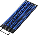 CASOMAN 80-Piece Heavy Duty Socket Organizer Tray, 1/4-Inch, 3/8-Inch, 1/2-Inch,Premium Quality Socket Holders,Black Rails with Blue Clips, Best Unique Tool Gift for Men