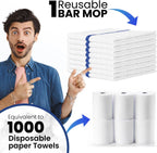 Bar Mops Blue Stripe Pack of 60 Kitchen Towels 16x19 Multi-Purpose for Home, Restaurant and Cleaning White Absorbent Washcloth Dishcloths Sets, Reusable Dish, Cloths Rags
