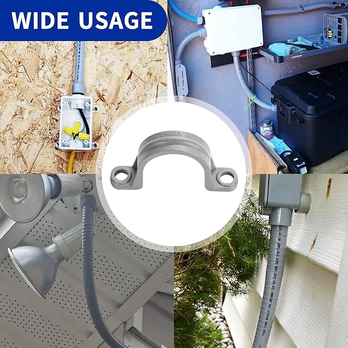 (30 Pack) Yariwiz 3/4 inch Plastic PVC Flex Electrical Conduit Strap Clamp Fittings