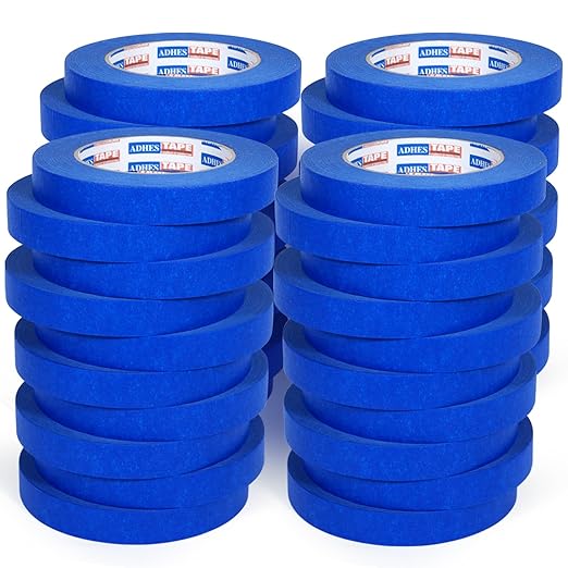 ADHES Upgrade Blue Painters Tape, Masking Tape for Painting 40 Rolls x 0.7 Inch x 60 Yards, Blue Paint Tape No Residue Outdoor Anti UV Multi Surface Use, Total 2400 Yards