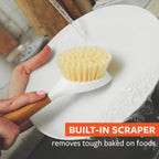 Full Circle Be Good-Kitchen Dish Brush With Bamboo Handle, White