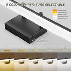 15.7" Black LED Bathroom Vanity Light 5CCT–Dimmable Wall Mount Fixture with Adjustable Angle, Modern Lighting for Powder Room, Vanity Mirror Home & Apartment Use